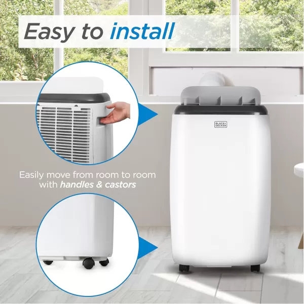 BLACK+DECKER Portable Air Conditioner, 6,000 BTU SACC/CEC  for Rooms Up To 450 Sq. Ft., Portable AC with Full Function Remote Control &amp; Window Kit, BPT06WTB, White