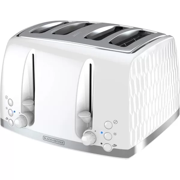 BLACK+DECKER Honeycomb Collection 4-Slice Toaster with Premium Textured Finish, TR1450WD, White