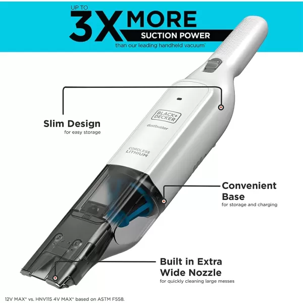 imageBLACKDECKER 12V MAX Handheld Vacuum Cordless dustbuster AdvancedClean with Base Charger HLVC315B10Hand Vacuum White