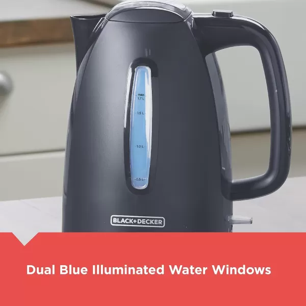 imageBLACKDECKER 17L Cordless Electric Kettle KE1560W Premium Texture Water Window Rapid Boil Auto Shutoff WhiteGray
