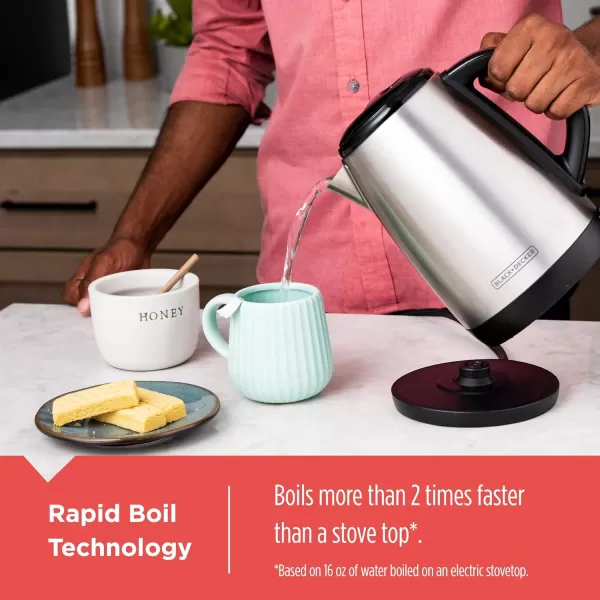 imageBLACKDECKER 17L Cordless Electric Kettle KE1560W Premium Texture Water Window Rapid Boil Auto Shutoff WhiteStainless Steel