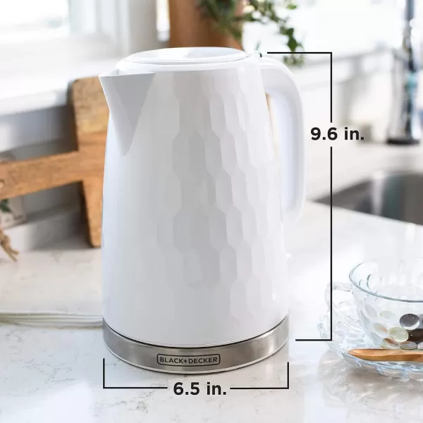 imageBLACKDECKER 17L Cordless Electric Kettle KE1560W Premium Texture Water Window Rapid Boil Auto Shutoff WhiteWhite
