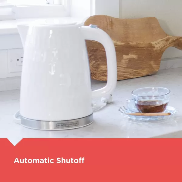 imageBLACKDECKER 17L Cordless Electric Kettle KE1560W Premium Texture Water Window Rapid Boil Auto Shutoff WhiteWhite