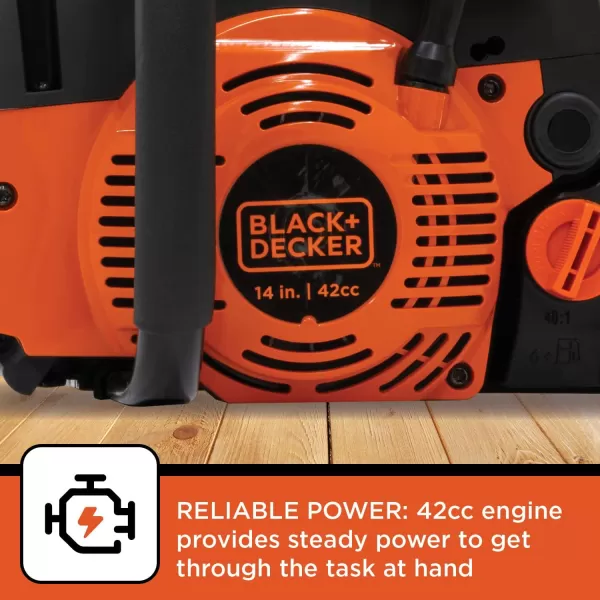imageBLACKDECKER Gas Powered Chainsaw 14inch 42cc 2Cycle BXGCS1442P14Inch