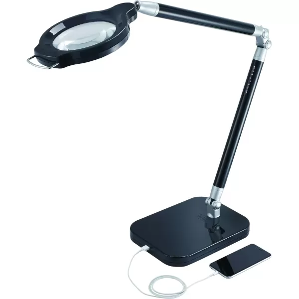 imageBLACK  DECKER PureOptics Summit Zoom Magnifier 55W FlickerFree Natural Daylight LED Desk Lamp 5X Magnifier USB Port 5 Dimming Levels 416 Lumens Black LED10ARCBLK