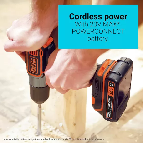 imageBLACKDECKER 20V MAX POWERCONNECT 38 in Cordless DrillDriver with AUTOSENSE Kit BDCDE120CDrillDriver Only