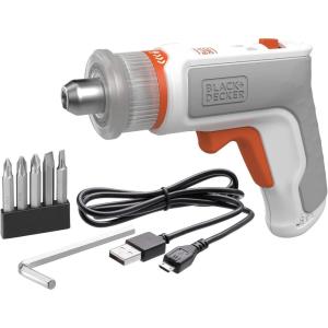 imagebeyond by BLACKDECKER 4V MAX Cordless Screwdriver Hex LShaped 2Inch Assorted Bits BCRTA601WAPB  WhiteWhite Screwdriver