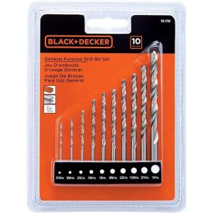 imageBLACKDECKER 15110 High Speed Steel General Purpose Drill Bit Set 10Pi