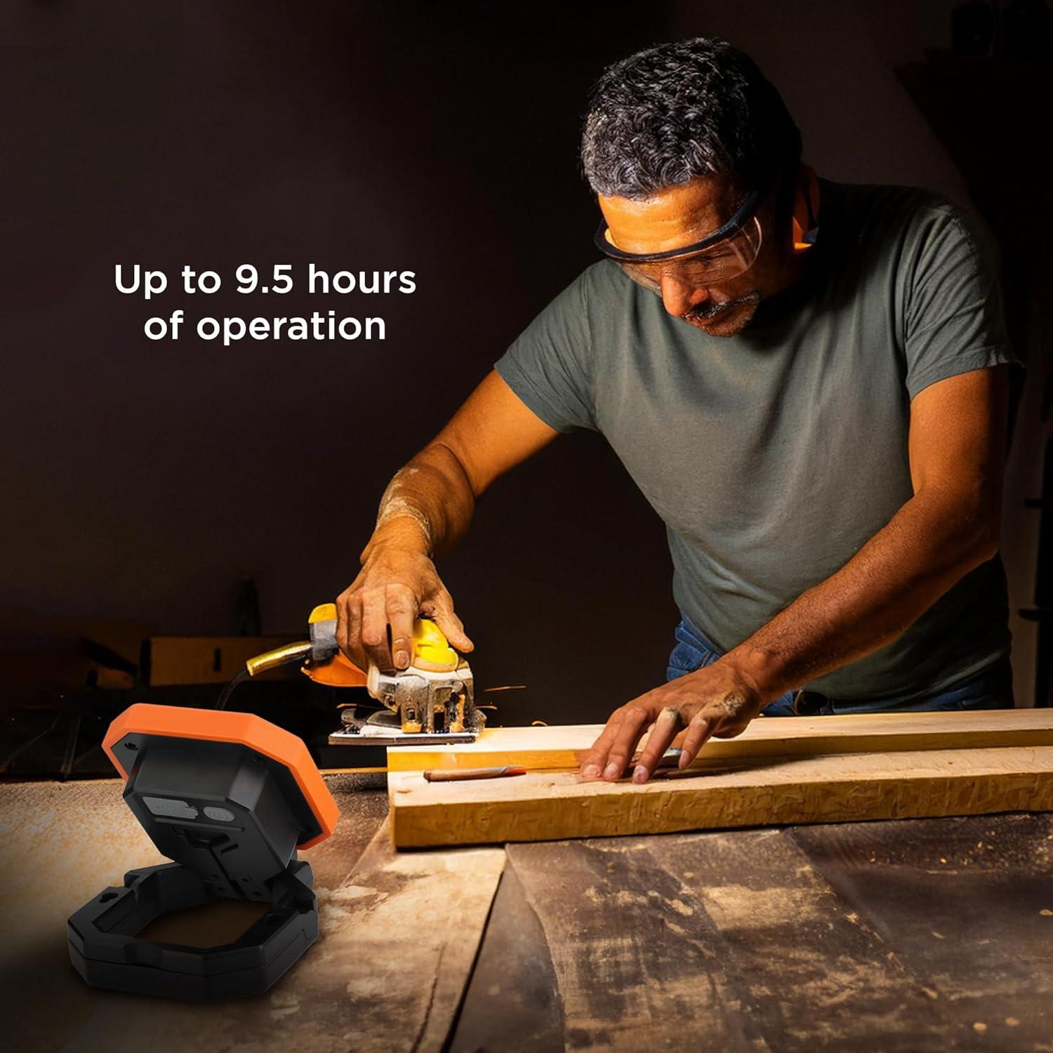 imageBLACKDECKER 2000LM Portable LED Utility Light 3 Brightness Levels Emergency Flash Magnetic Design with Folding Stand USB Rechargeable Power Bank IP65 WeatherResistant for Camping Work DIY