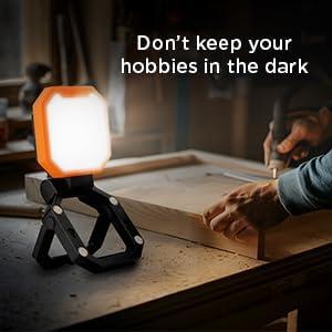 imageBLACKDECKER 2000LM Portable LED Utility Light 3 Brightness Levels Emergency Flash Magnetic Design with Folding Stand USB Rechargeable Power Bank IP65 WeatherResistant for Camping Work DIY