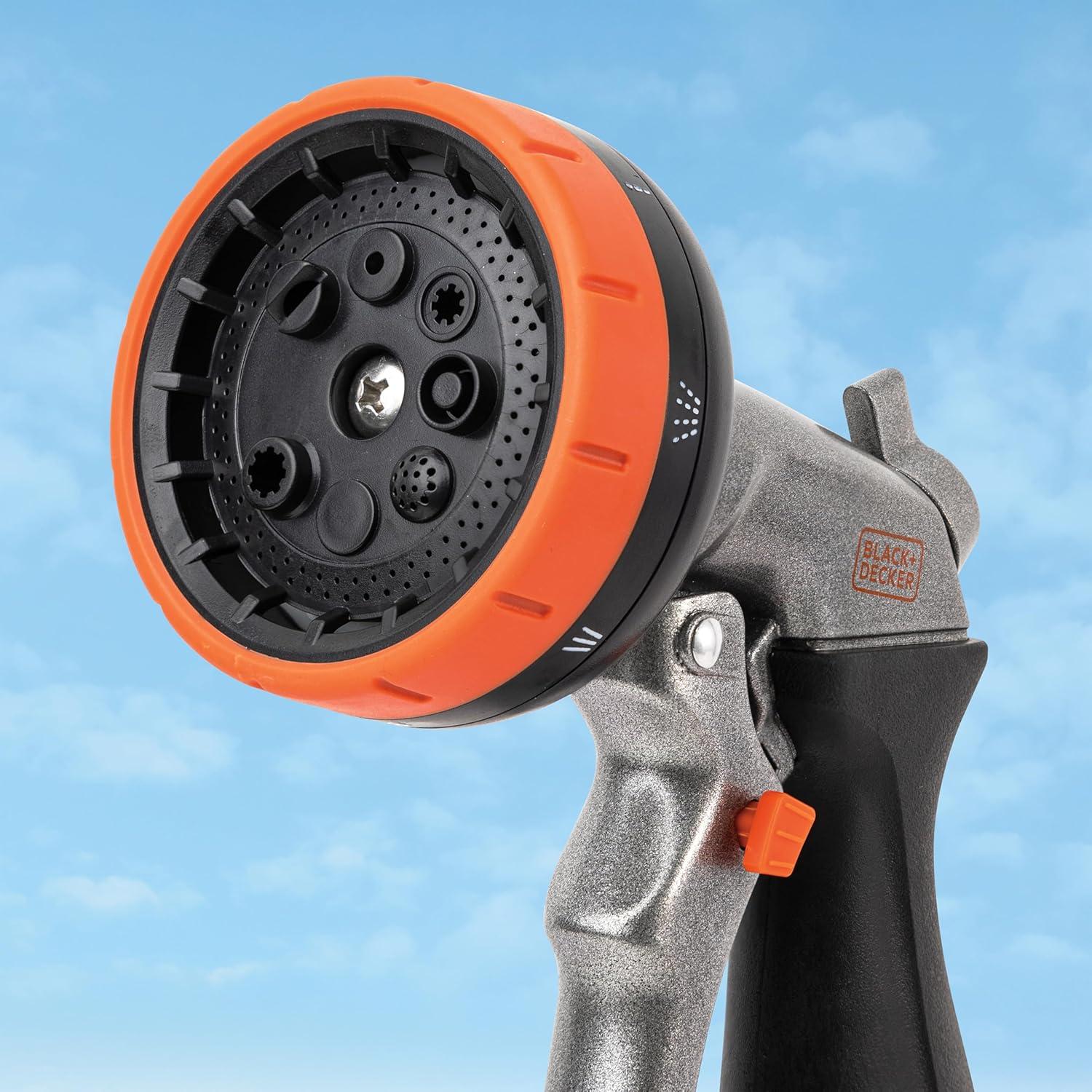 imageBLACKDECKER 8Pattern Zinc Front Trigger Nozzle  Durable Metal Build Comfortable Grip Precision Control BD59378