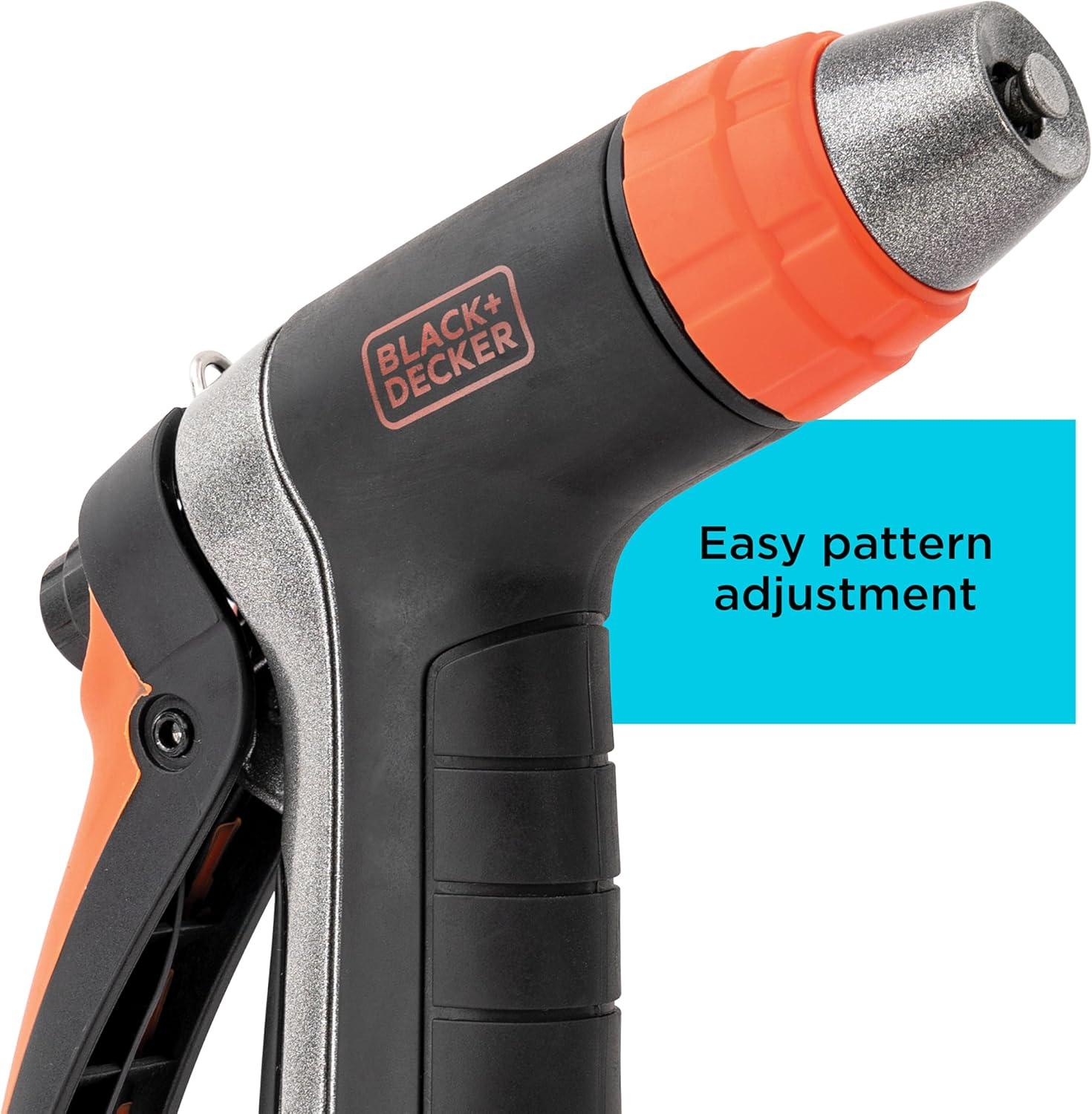 imageBLACKDECKER Adjustable Metal Rear Trigger Nozzle  Durable EasyGrip Garden Hose Sprayer with Locking Rear Trigger BD59578