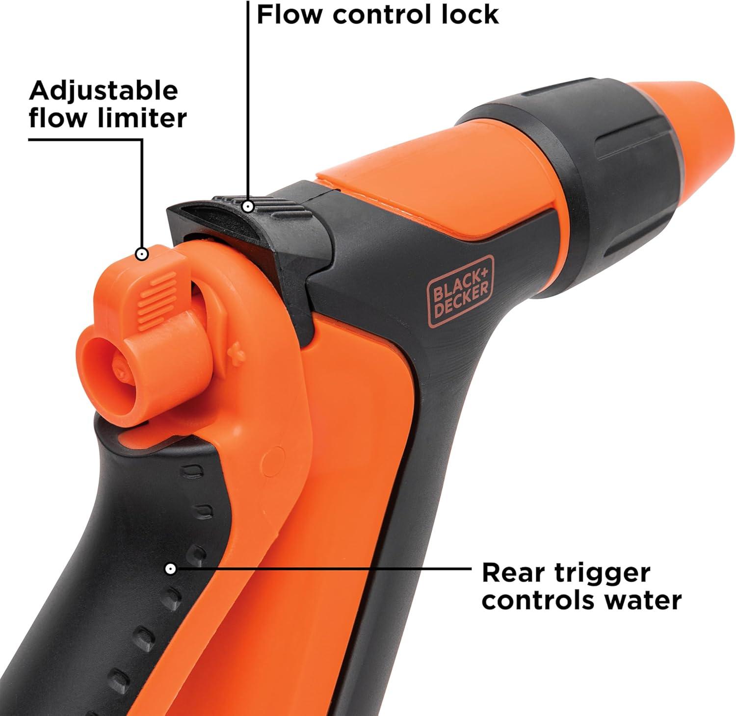 imageBLACKDECKER Adjustable Rear Trigger Garden Hose Nozzle  Lightweight Comfortable Grip Sprayer for Everyday Use BXWNBB57391