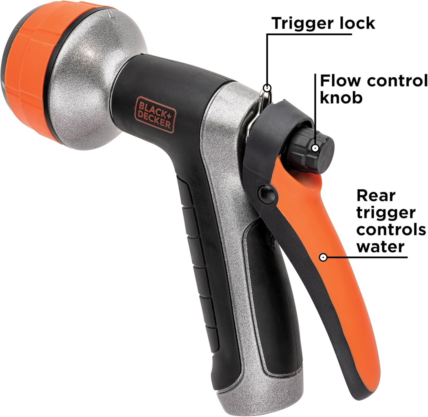imageBLACKDECKER Dial 7 Pattern Rear Trigger Garden Hose Nozzle  Durable Versatile Comfortable Grip Watering BD59577
