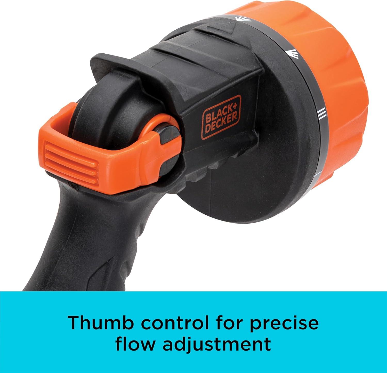 imageBLACKDECKER HeavyDuty 10Pattern Poly Thumb Control Nozzle  Ergonomic Versatile Precision Garden Hose Attachment BD8439
