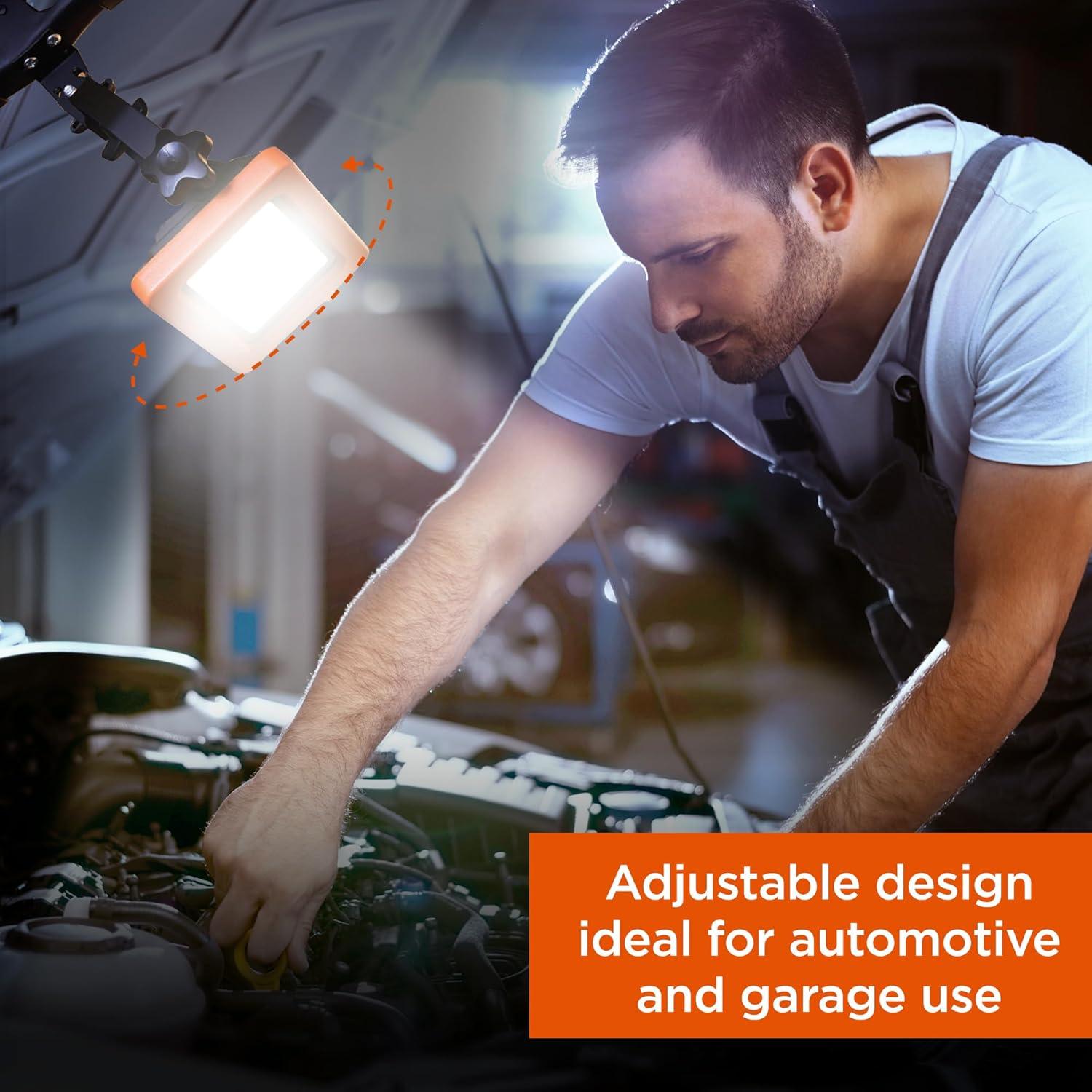 imageBLACKDECKER LED Clamp Work Light 1000 Lumens Indoor ampamp Outdoor IP65 Waterproof Clamp Utility Shop Light with Plug Clip on Shop Lamp Adjustable Arm 360 Rotating Clamp Tripod Compatible 4 Ft Cord