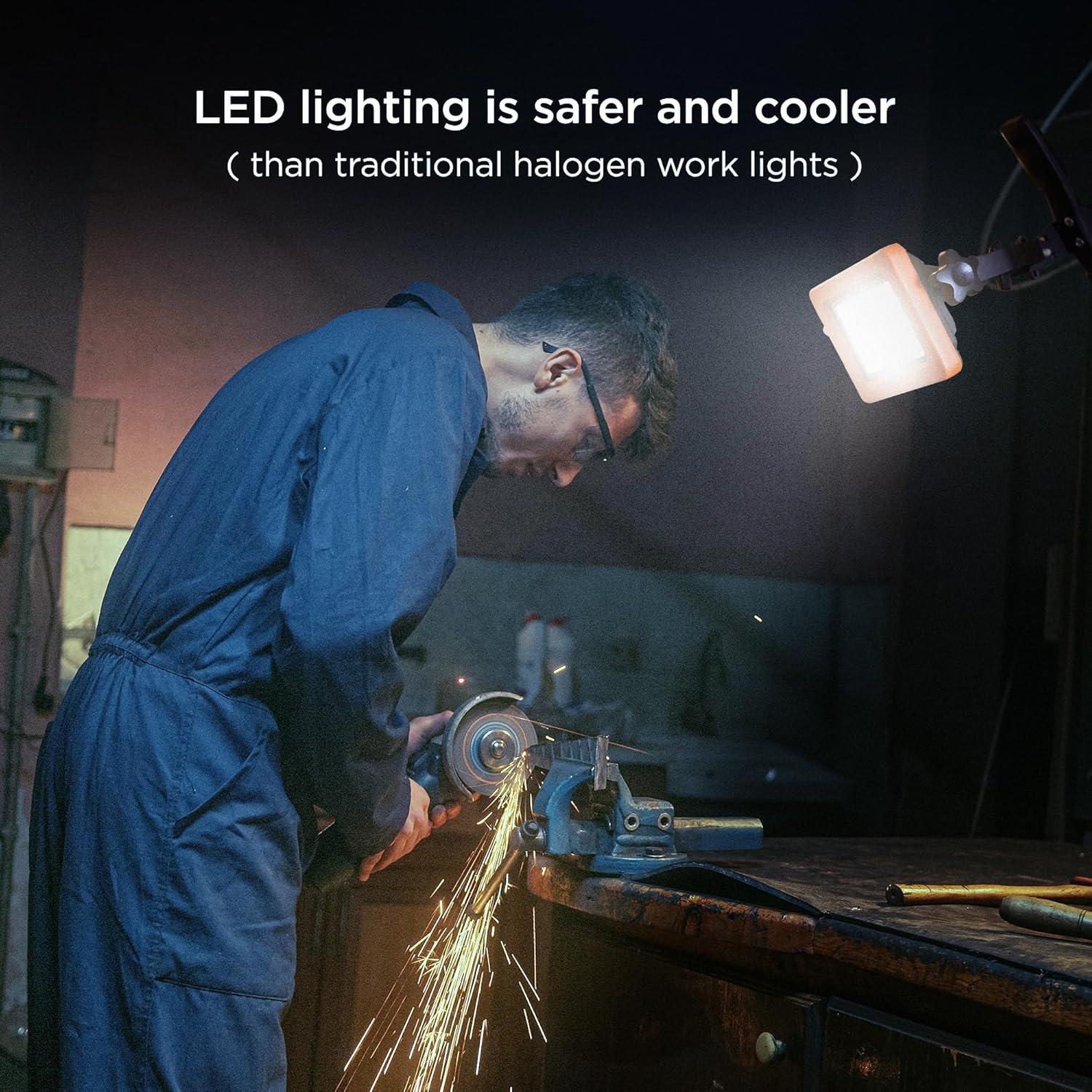 imageBLACKDECKER LED Clamp Work Light 1000 Lumens Indoor ampamp Outdoor IP65 Waterproof Clamp Utility Shop Light with Plug Clip on Shop Lamp Adjustable Arm 360 Rotating Clamp Tripod Compatible 4 Ft Cord