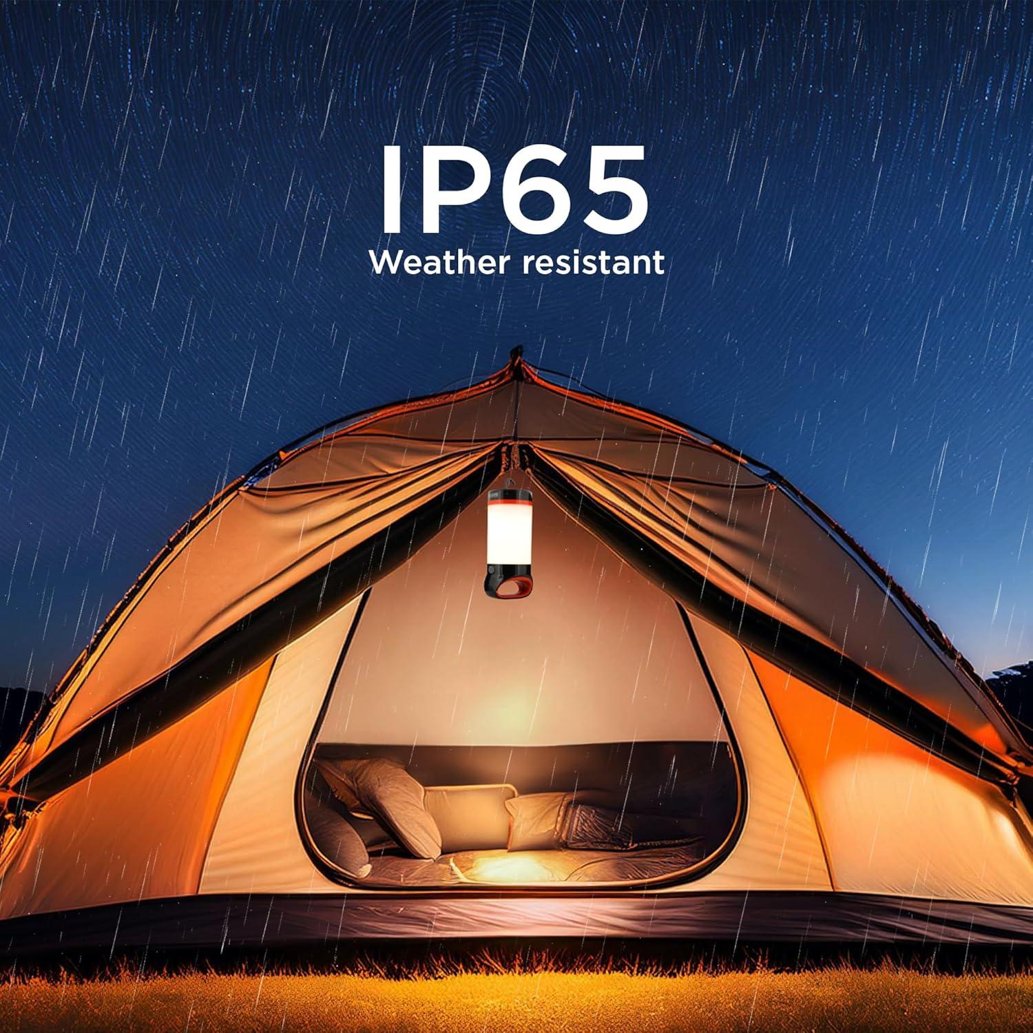 imageBLACKDECKER LED Lantern 300 Lumens 360 Flashlight for Camping with SOS Mode 12 Hours AA Battery Power Multiwhite Hook 5 Modes IP65 Waterproof Camping Essentials Tent Light Blackout Survival