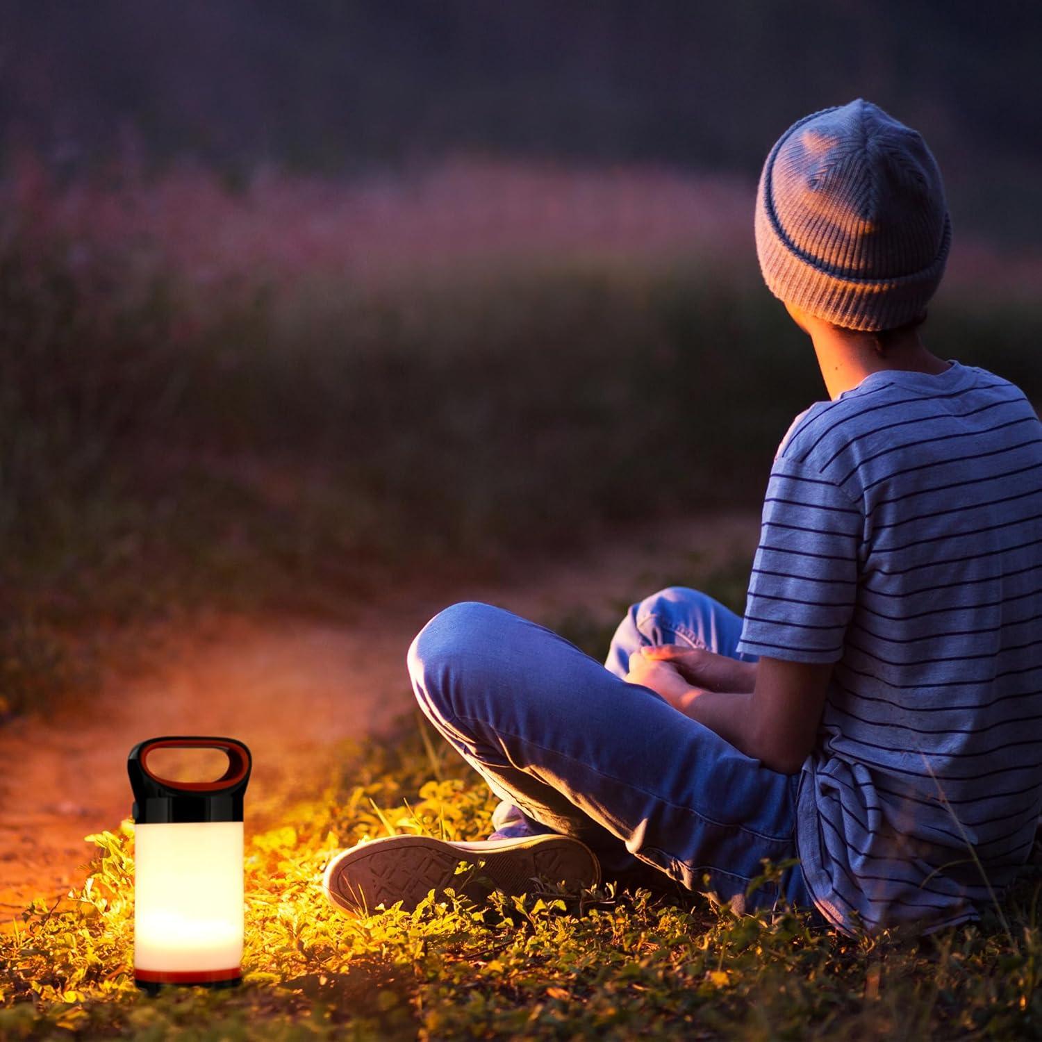 imageBLACKDECKER LED Lantern 300 Lumens 360 Flashlight for Camping with SOS Mode 12 Hours AA Battery Power Multiwhite Hook 5 Modes IP65 Waterproof Camping Essentials Tent Light Blackout Survival