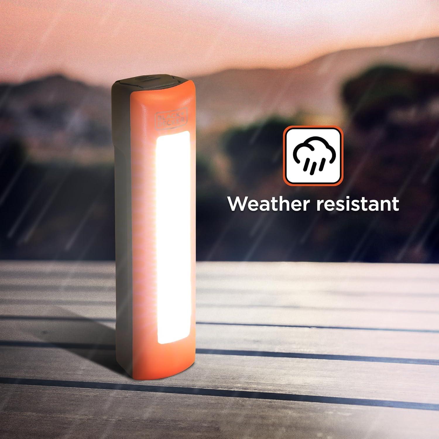 imageBLACKDECKER LED Work Light 300 Lumens AA BatteryPowered Utility Light 3 Brightness Levels ampamp SOS Mode 2 Magnet Mounts Pocket Clip Compact Lightweight ampamp Portable Weather Resistant 10 Hour PowerTwo Pack