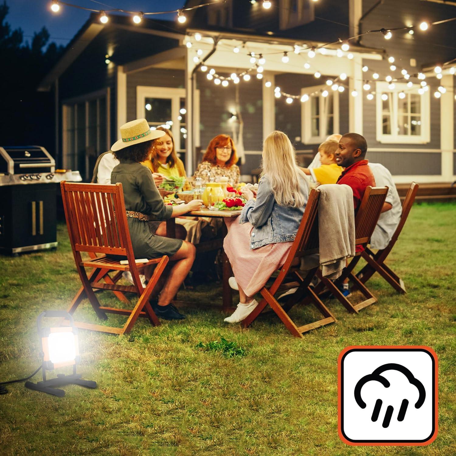 imageBLACKDECKER LED Work Light 3000 Lumens LED Panel Flood Light IP65 Waterproof Shock Resistant 120 Beam Angle ETL Certified Pivoting HStand Tripod Compatible Compact ampamp Portable 120V Plug