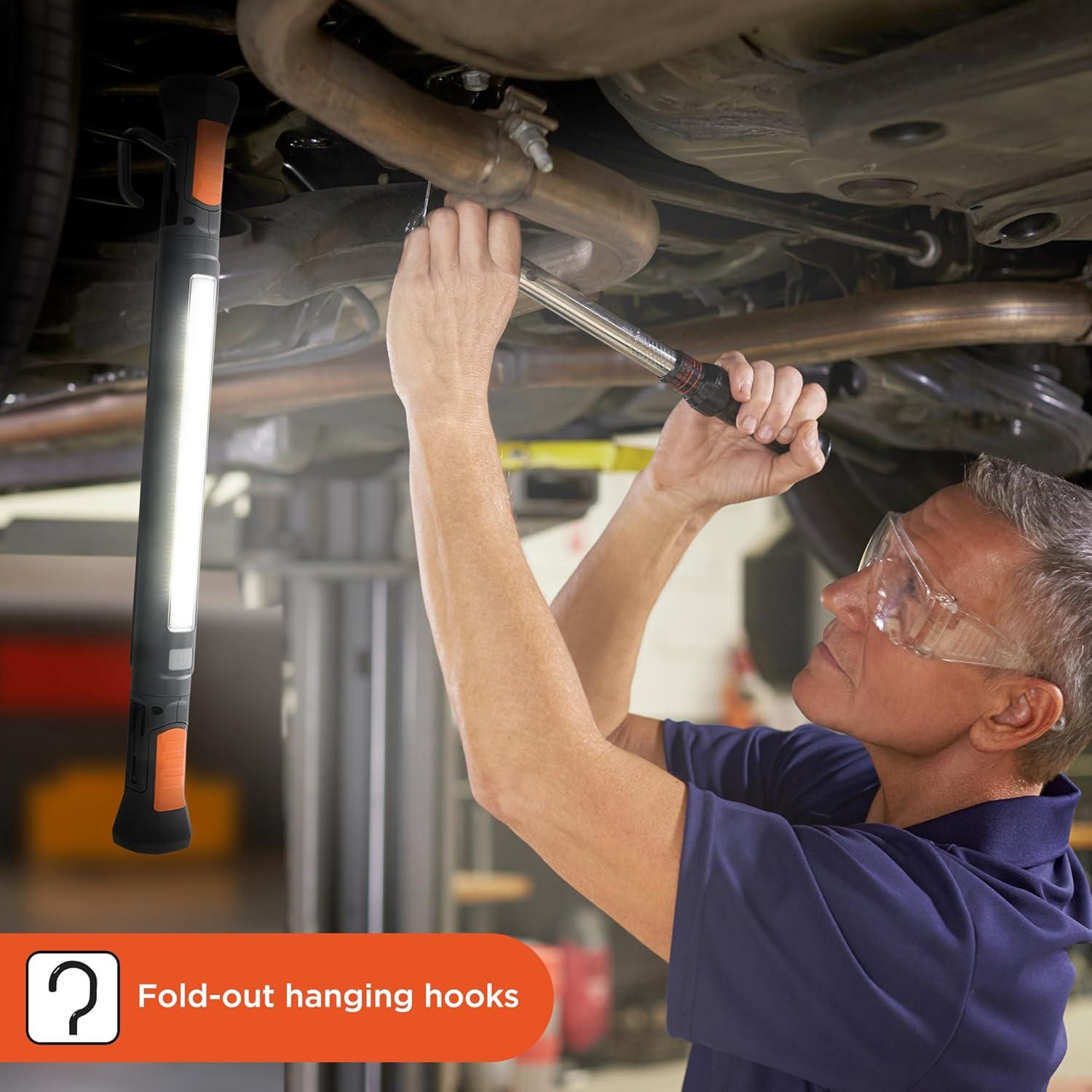 imageBLACKDECKER Magnetic LED Light Bar ampamp 2600mAh Power Bank Adjustable 1400 Lumens COB Utility Work Light 4 Modes 360 Rotation Dual Hooks IK07 ShockResistant IndoorOutdoor IP54 WeatherResistant