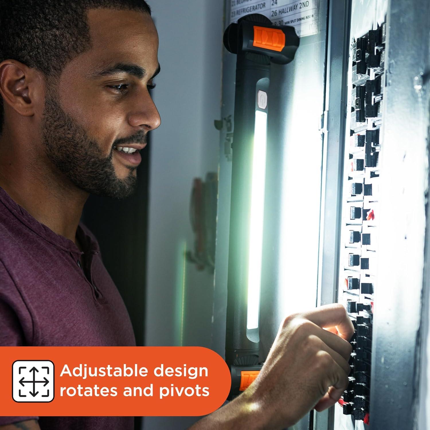 imageBLACKDECKER Magnetic LED Light Bar ampamp 2600mAh Power Bank Adjustable 1400 Lumens COB Utility Work Light 4 Modes 360 Rotation Dual Hooks IK07 ShockResistant IndoorOutdoor IP54 WeatherResistant