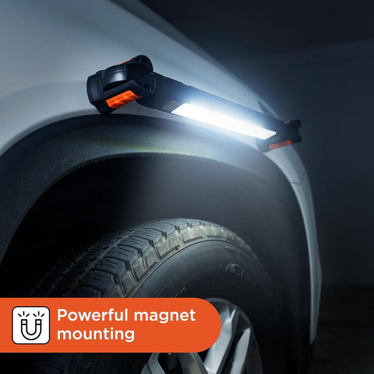 imageBLACKDECKER Magnetic LED Light Bar ampamp 2600mAh Power Bank Adjustable 1400 Lumens COB Utility Work Light 4 Modes 360 Rotation Dual Hooks IK07 ShockResistant IndoorOutdoor IP54 WeatherResistant