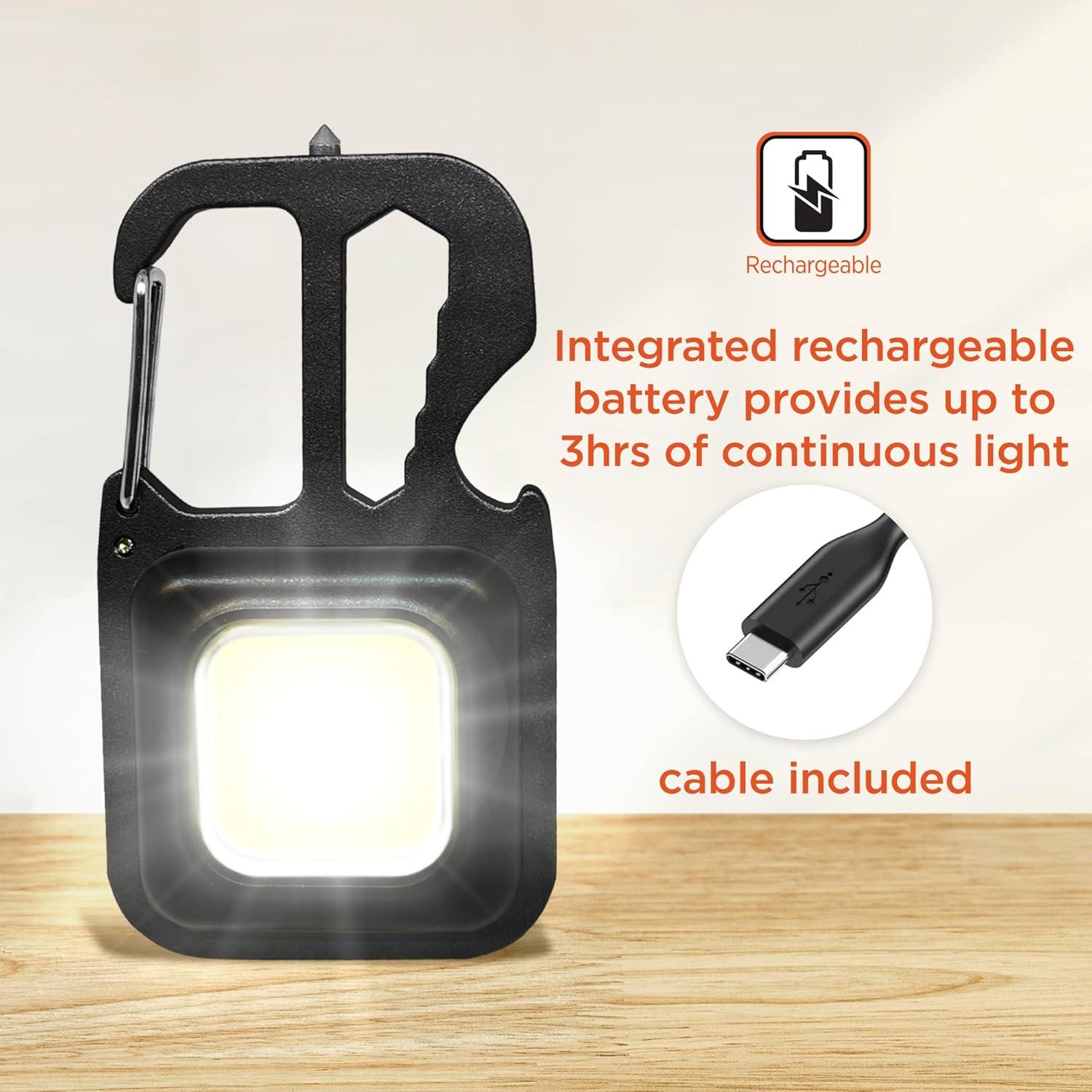 imageBLACKDECKER MultiTool Flashlight 500LM Carabiner USB Rechargeable Multitool with Wrench Screwdrivers Bottle Opener Glass Breaker ClipOn Magnetic Stand IP44 WeatherResistant 7 Light ModesOne Pack