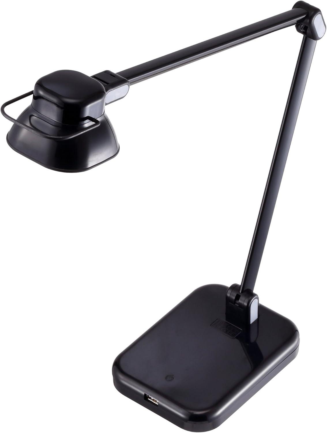 imageBLACKDECKER PureOptics Elate Dual Arm 5W FlickerFree Natural Daylight LED Desk Lamp with USB Charging Port 2 Dimming Levels 263 Lumens Black LED5NOVBLKBlack
