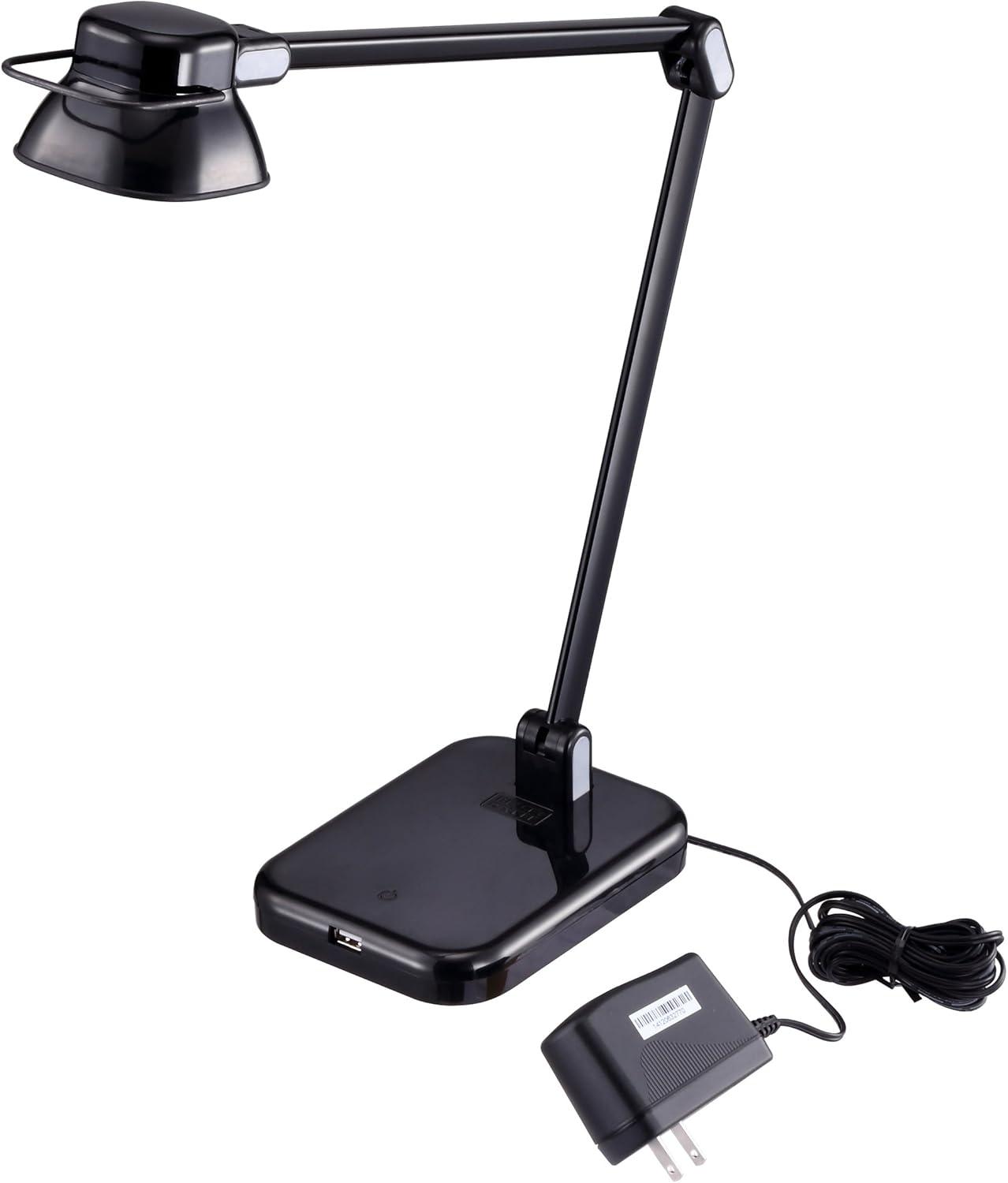 imageBLACKDECKER PureOptics Elate Dual Arm 5W FlickerFree Natural Daylight LED Desk Lamp with USB Charging Port 2 Dimming Levels 263 Lumens Black LED5NOVBLKBlack