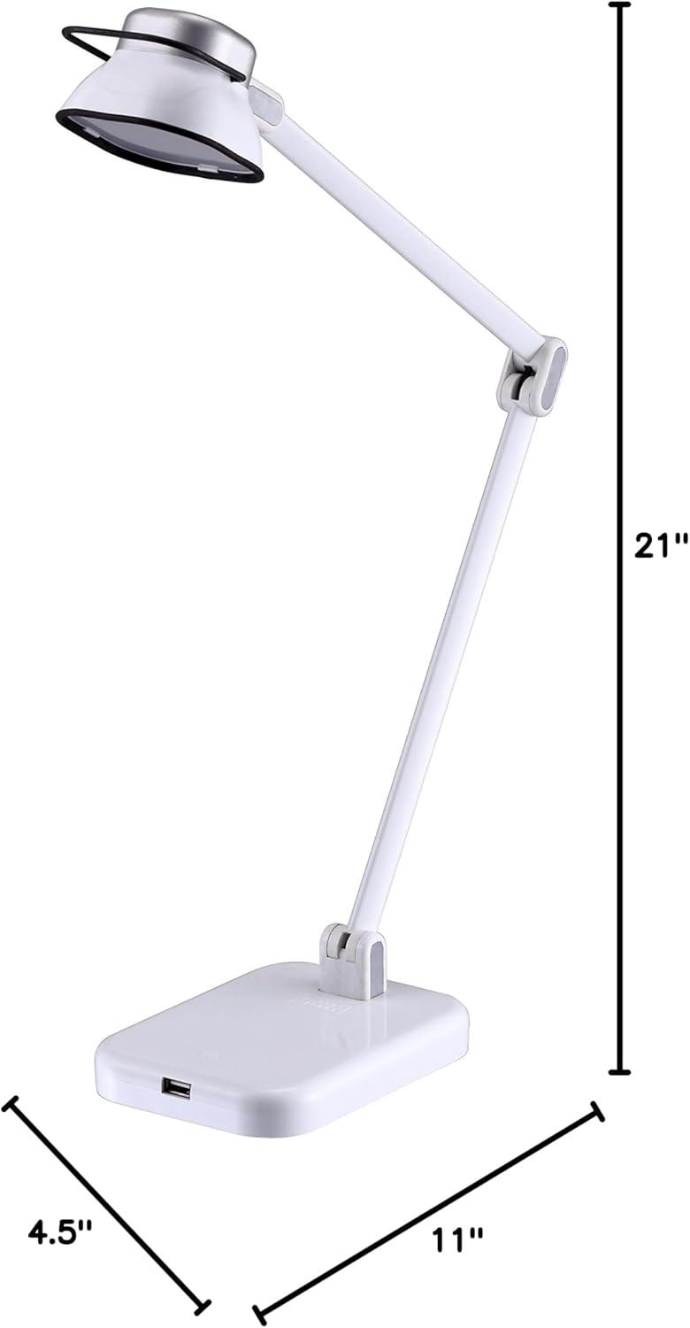 imageBLACKDECKER PureOptics Elate Dual Arm 5W FlickerFree Natural Daylight LED Desk Lamp with USB Charging Port 2 Dimming Levels 263 Lumens Black LED5NOVBLKWhite