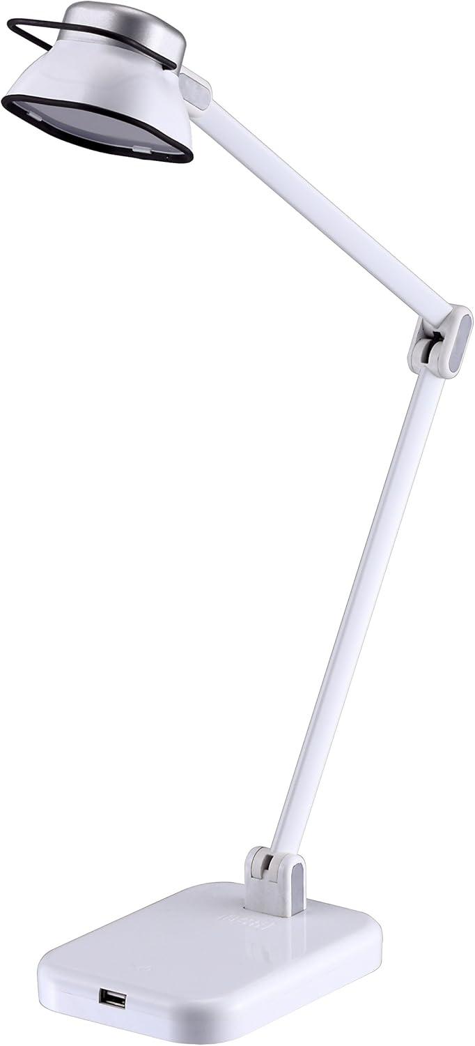 imageBLACKDECKER PureOptics Elate Dual Arm 5W FlickerFree Natural Daylight LED Desk Lamp with USB Charging Port 2 Dimming Levels 263 Lumens Black LED5NOVBLKWhite