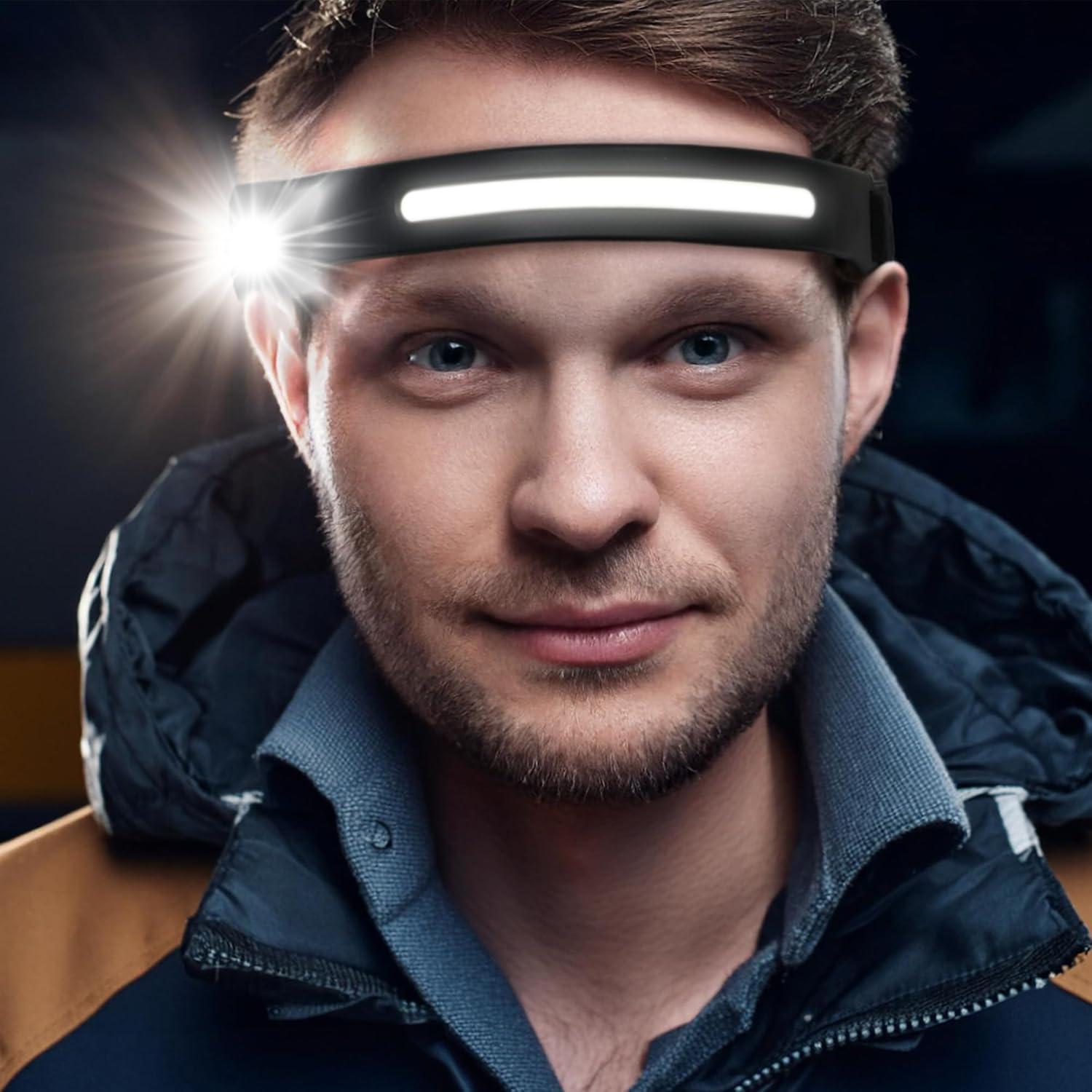 imageBLACKDECKER Rechargeable Headlamp with Flashlight ampamp Wave Sensor 350 Lumens LED 230 Wide Beam Head Light IP65 Waterproof 4 Brightness Settings ampamp SOS Mode Fits Over Helmets Head Lamp for CampingOne Pack