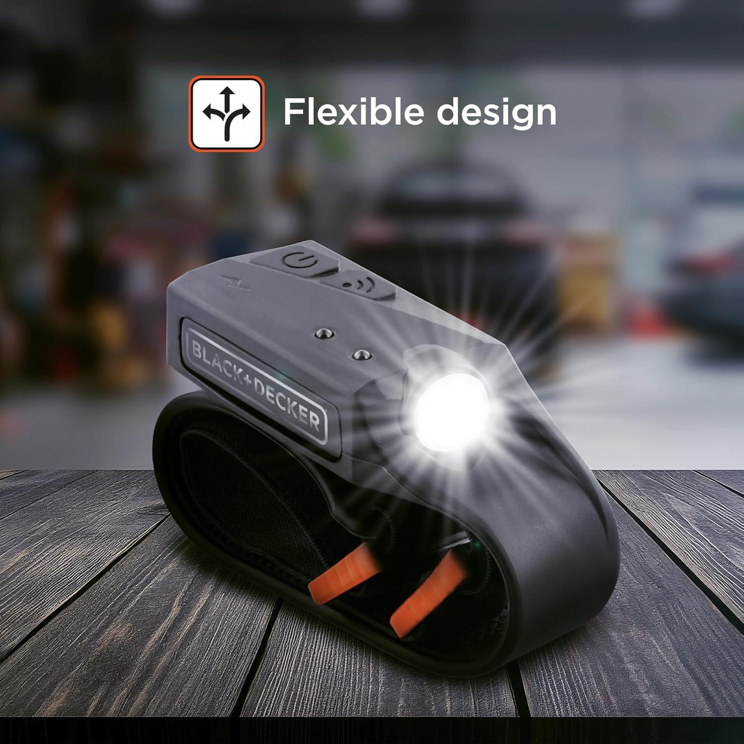 imageBLACKDECKER Rechargeable Headlamp with Flashlight ampamp Wave Sensor 350 Lumens LED 230 Wide Beam Head Light IP65 Waterproof 4 Brightness Settings ampamp SOS Mode Fits Over Helmets Head Lamp for CampingOne Pack