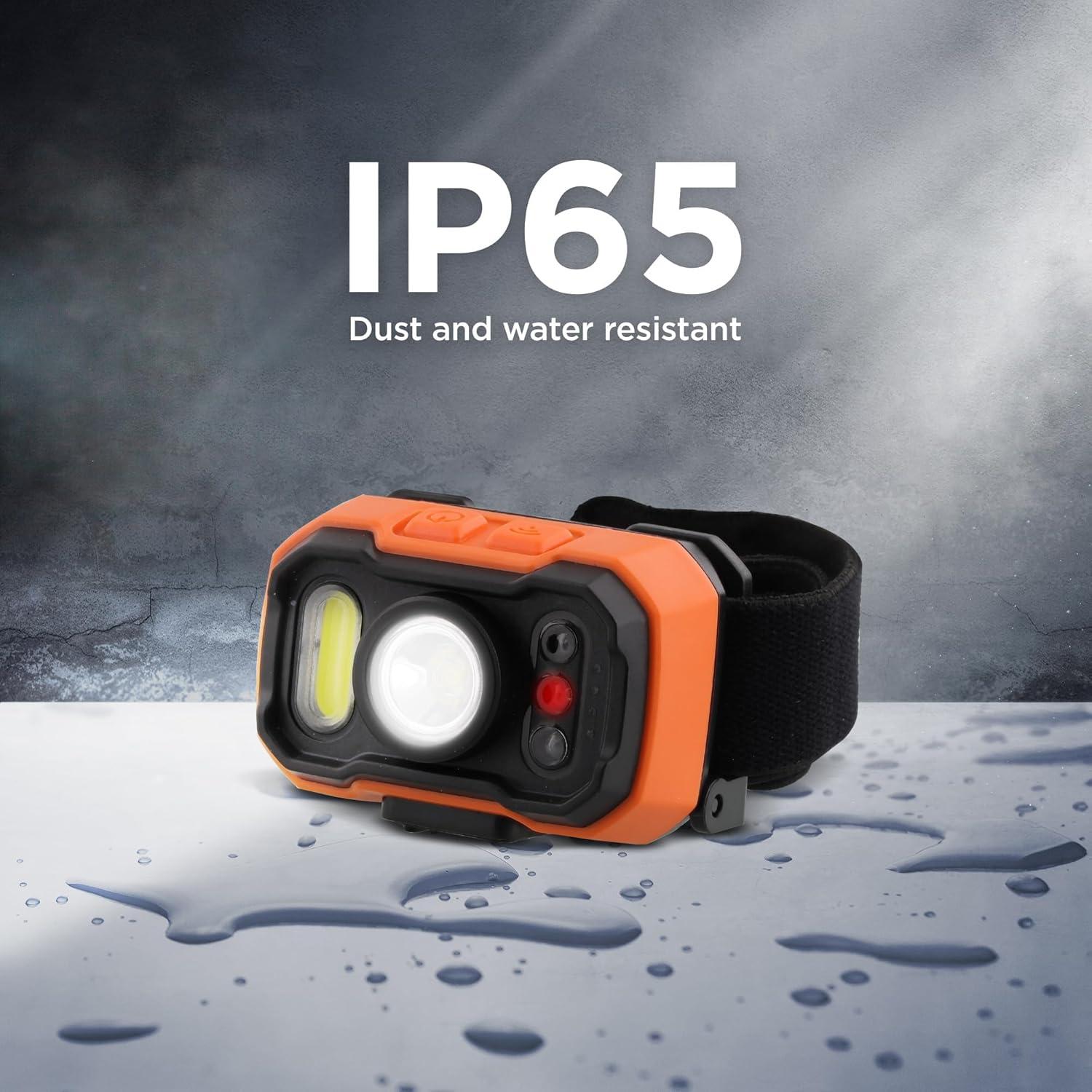 imageBLACKDECKER Rechargeable Headlamp with Wave Sensor Ultra Bright 1000 Lumens LED Head Light Adjustable 90 Tilt 7 Lighting Modes IP65 Waterproof Fits Over Helmet 14 Hour Head Lamp for CampingTwo Pack