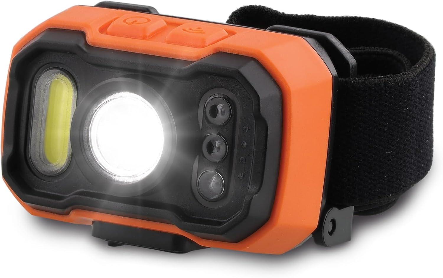 imageBLACKDECKER Rechargeable Headlamp with Wave Sensor Ultra Bright 1000 Lumens LED Head Light Adjustable 90 Tilt 7 Lighting Modes IP65 Waterproof Fits Over Helmet 14 Hour Head Lamp for CampingTwo Pack