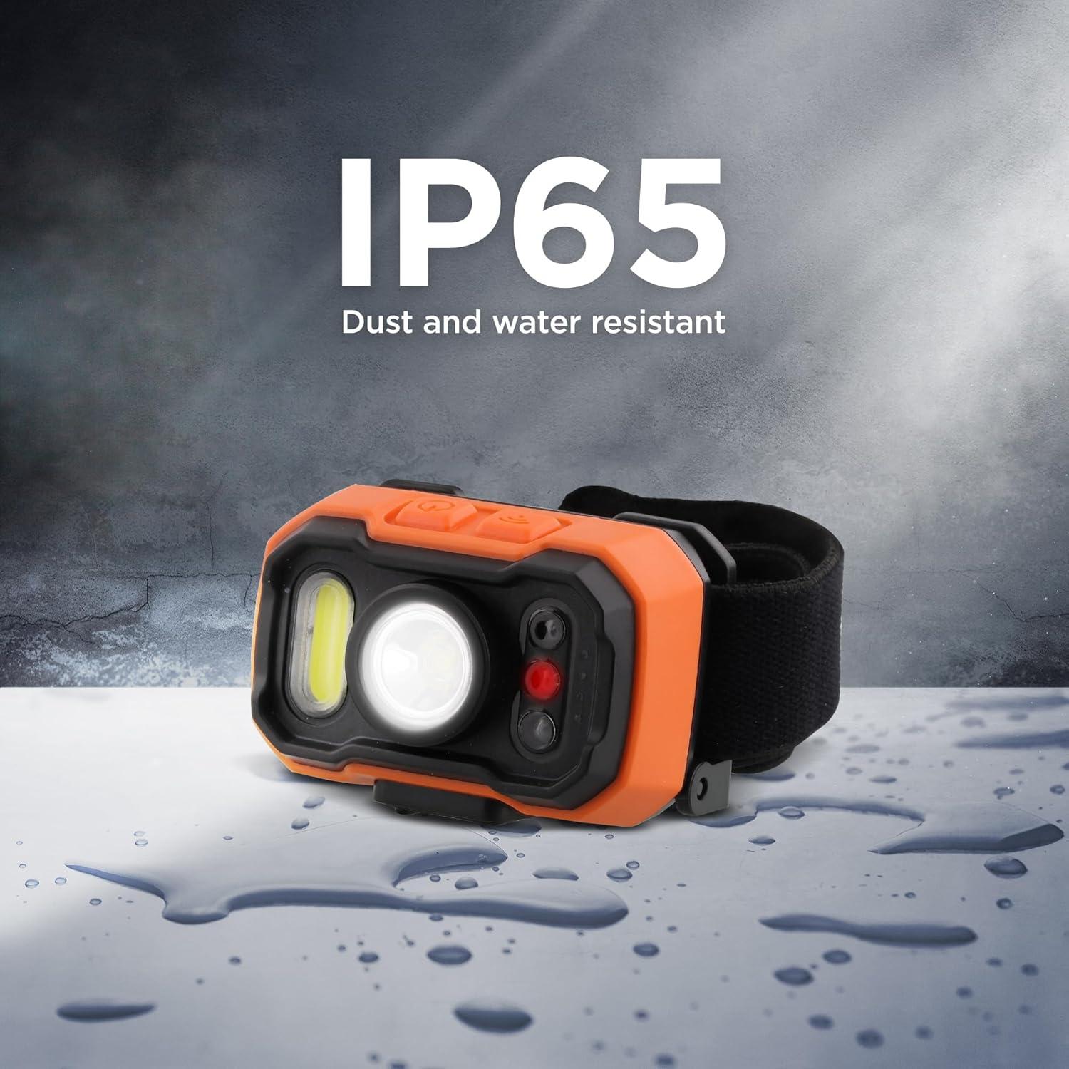 imageBLACKDECKER Rechargeable Headlamp with Wave Sensor Ultra Bright 1000 Lumens LED Head Light Adjustable 90 Tilt 7 Lighting Modes IP65 Waterproof Fits Over Helmet 14 Hour Head Lamp for CampingOne Pack