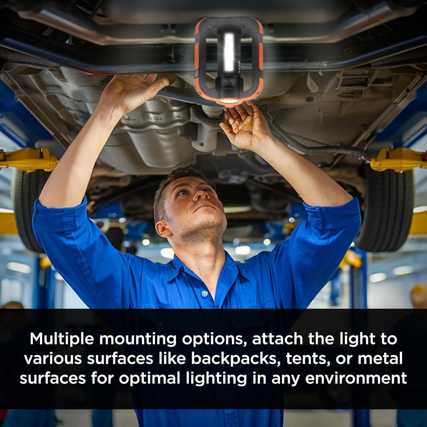 imageBLACKDECKER Rechargeable LED Flashlight ampamp 360 Lantern 1000LM IP65 Waterproof Light 8 Modes Emergency SOS Mode USBA Power Bank 18 Hour Light Carabiner Clip Magnetic for Blackouts ampamp Camping