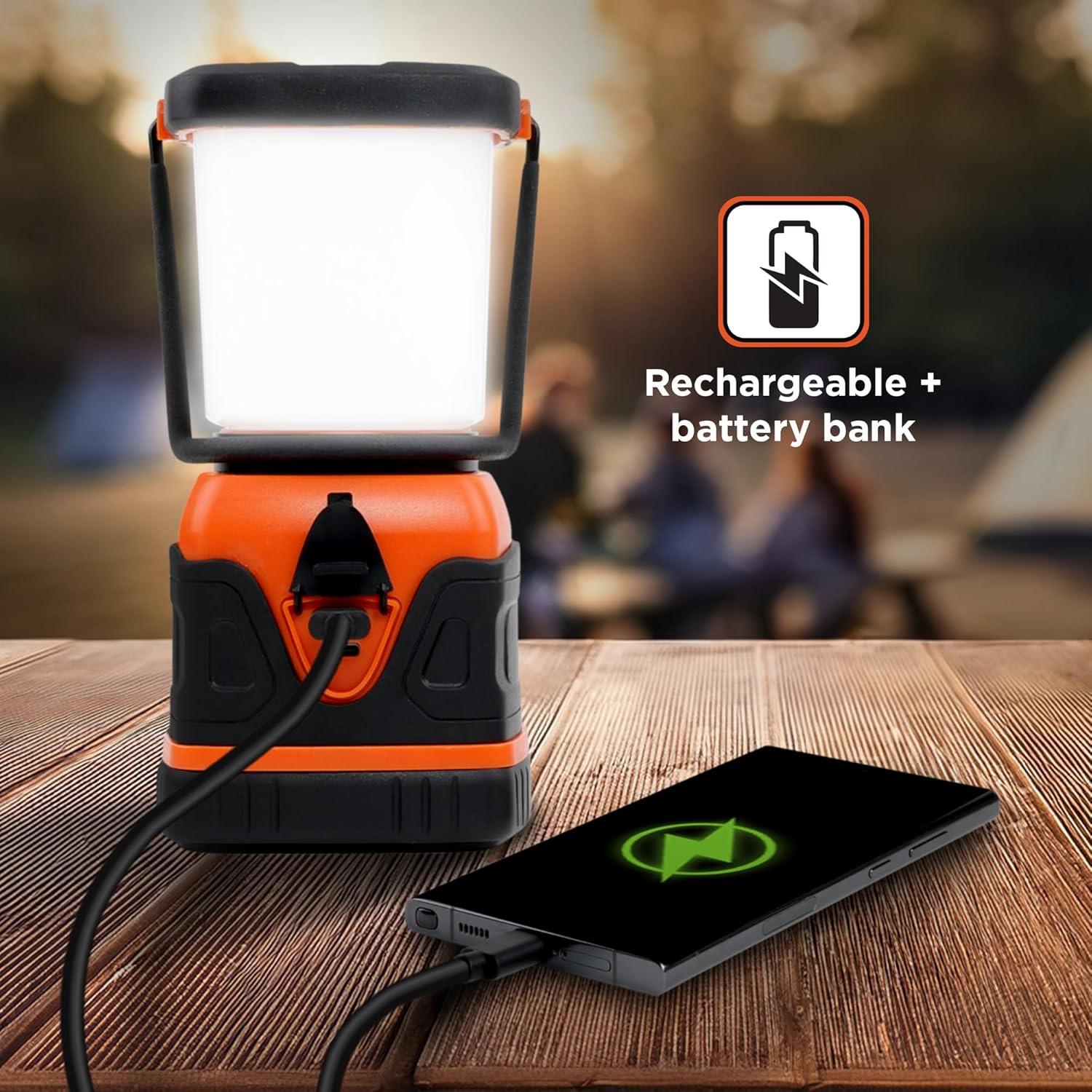 imageBLACKDECKER Rechargeable LED Lantern ampamp 400mAh Power Bank 2Pack 1000 Lumens 360 Flashlight for Camping ampamp Power Outage with SOS Mode 12 Hour Power Multiwhite 7 Modes IP44 WeatherResistant HookTwo Pack