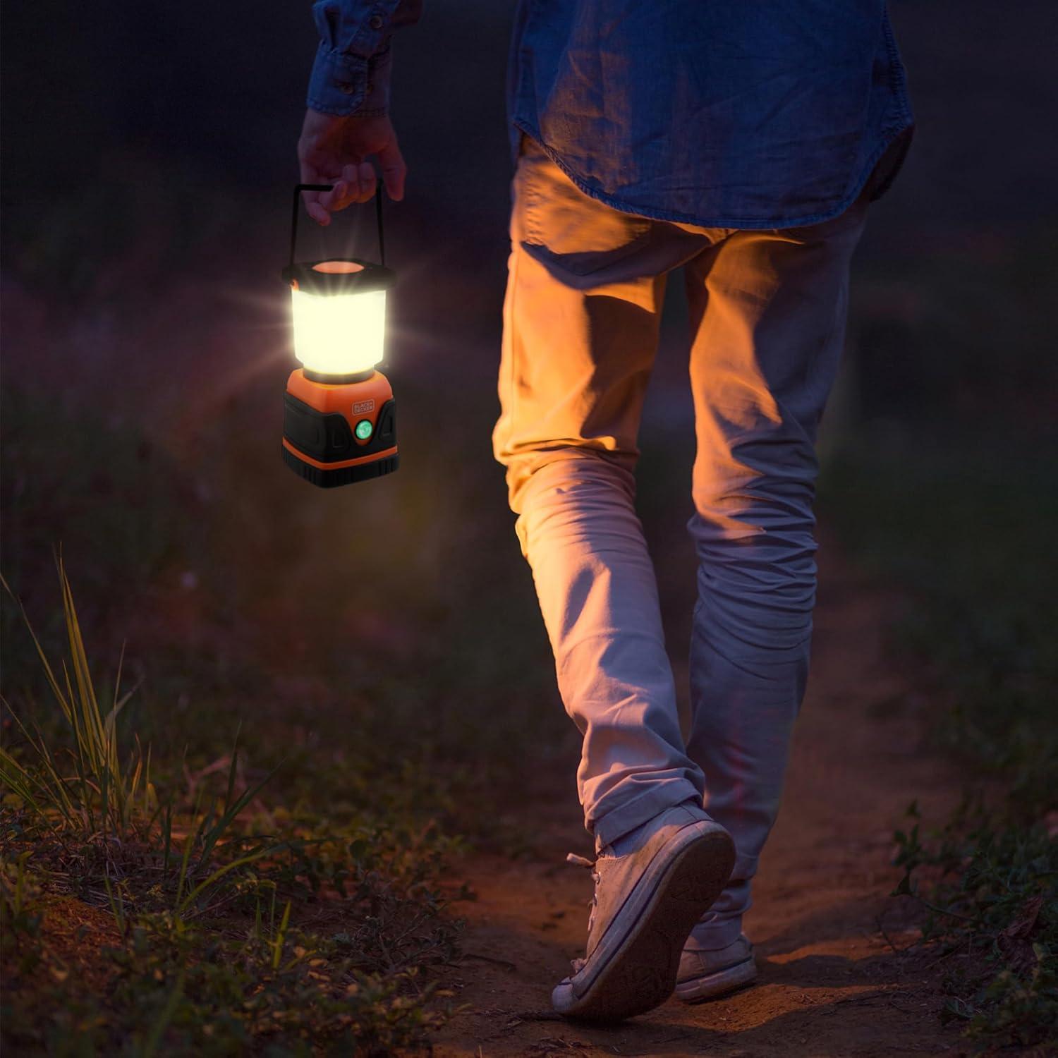 imageBLACKDECKER Rechargeable LED Lantern ampamp 400mAh Power Bank 2Pack 1000 Lumens 360 Flashlight for Camping ampamp Power Outage with SOS Mode 12 Hour Power Multiwhite 7 Modes IP44 WeatherResistant HookOne Pack