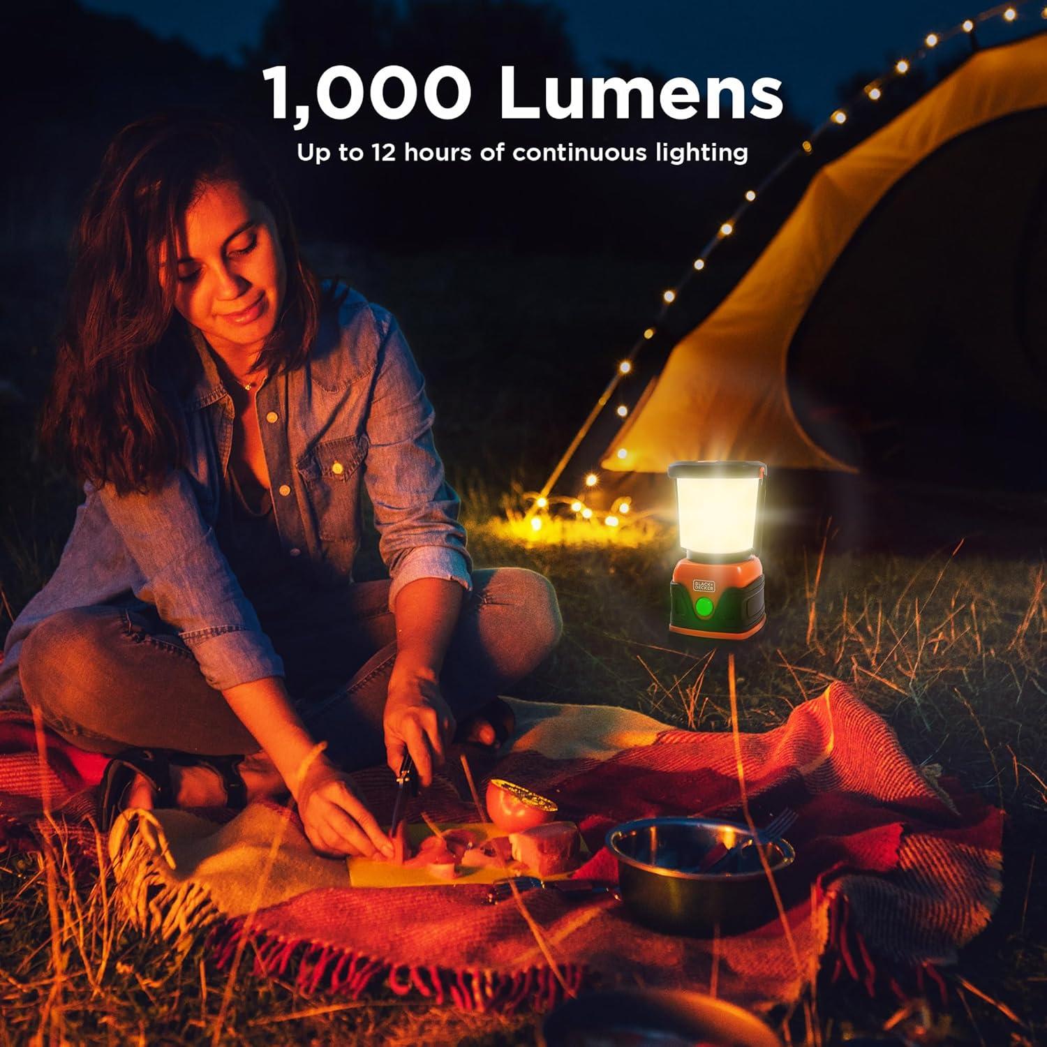 imageBLACKDECKER Rechargeable LED Lantern ampamp 400mAh Power Bank 2Pack 1000 Lumens 360 Flashlight for Camping ampamp Power Outage with SOS Mode 12 Hour Power Multiwhite 7 Modes IP44 WeatherResistant HookOne Pack