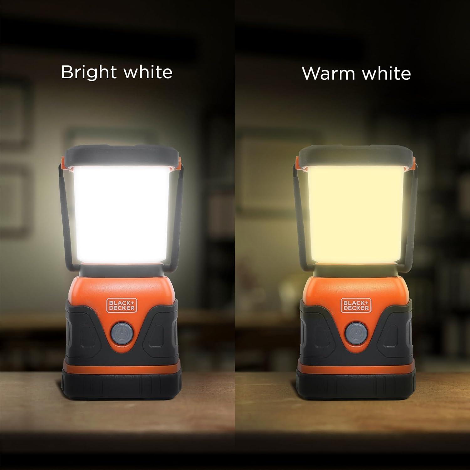 imageBLACKDECKER Rechargeable LED Lantern ampamp 400mAh Power Bank 2Pack 1000 Lumens 360 Flashlight for Camping ampamp Power Outage with SOS Mode 12 Hour Power Multiwhite 7 Modes IP44 WeatherResistant HookOne Pack