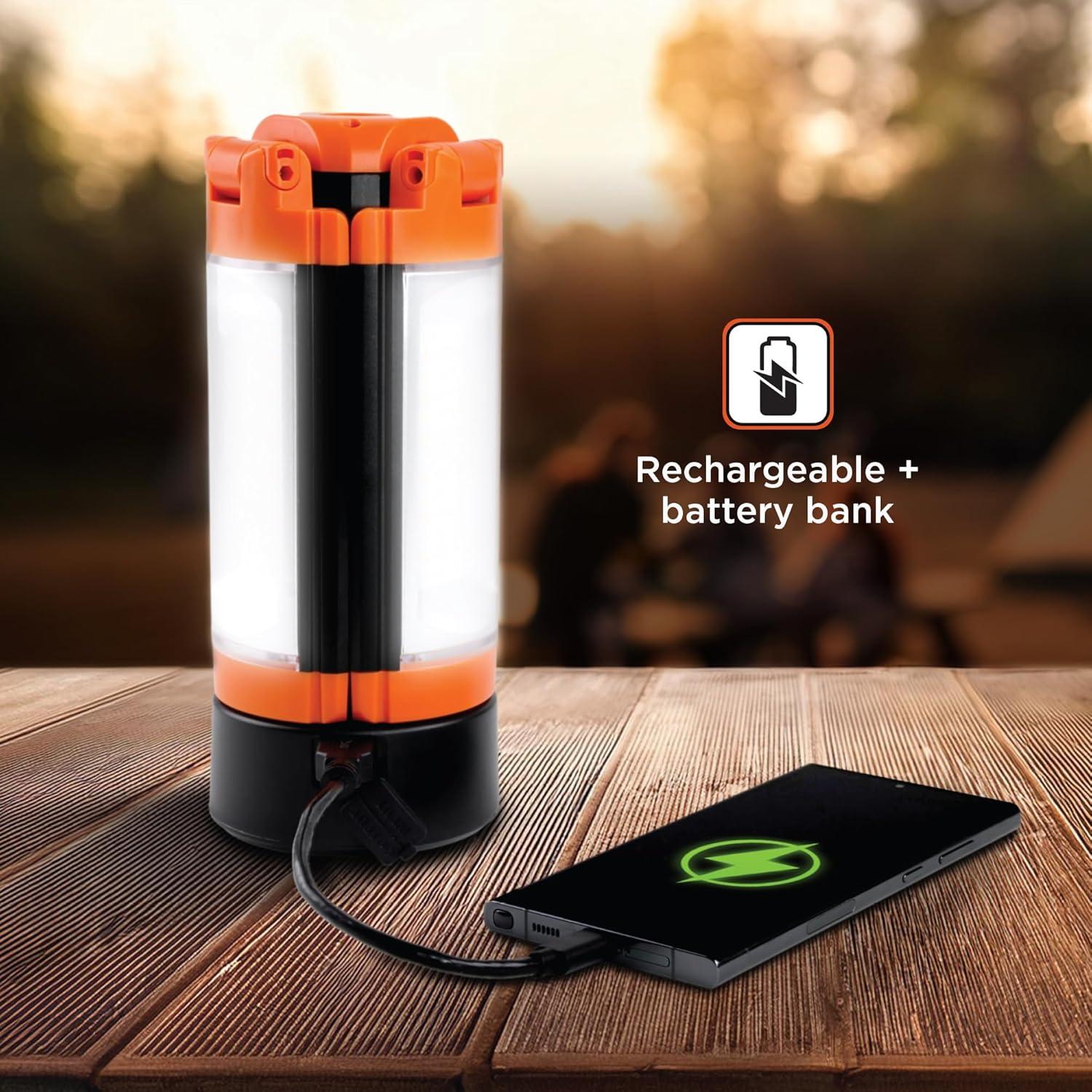 imageBLACKDECKER Utility Light Rechargeable 2000 Lumens LED 3 Panel Work Light with 6000mAh Battery Bank ampamp Flashlight 3 Light Colors 4 SOS Modes Dimmable IP44 WaterResistant Magnetic ampamp Hook Mount