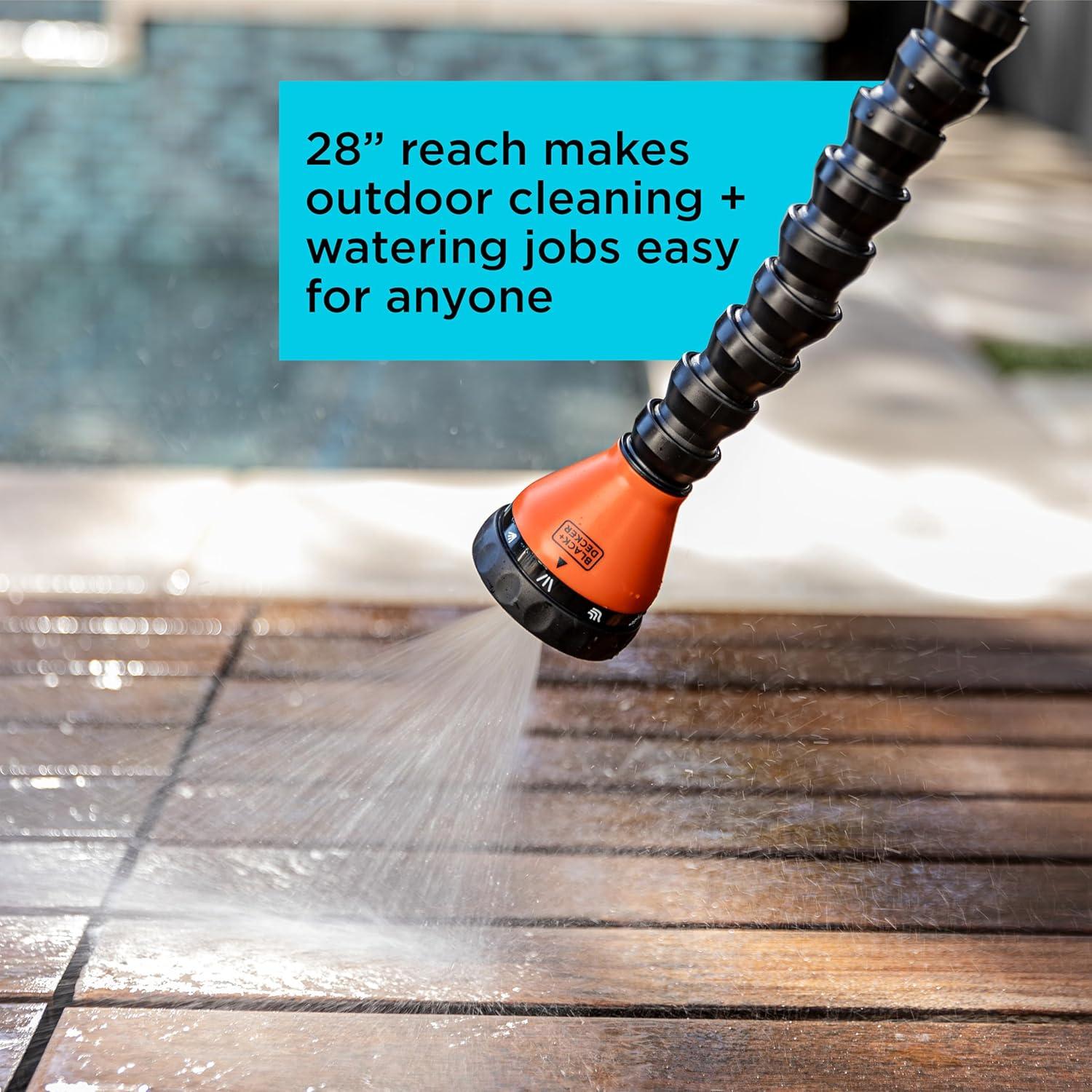 imageBlack  Decker 28quot Snake Wand  9 Spray Patterns Flexible Neck Comfort Grip BD57383