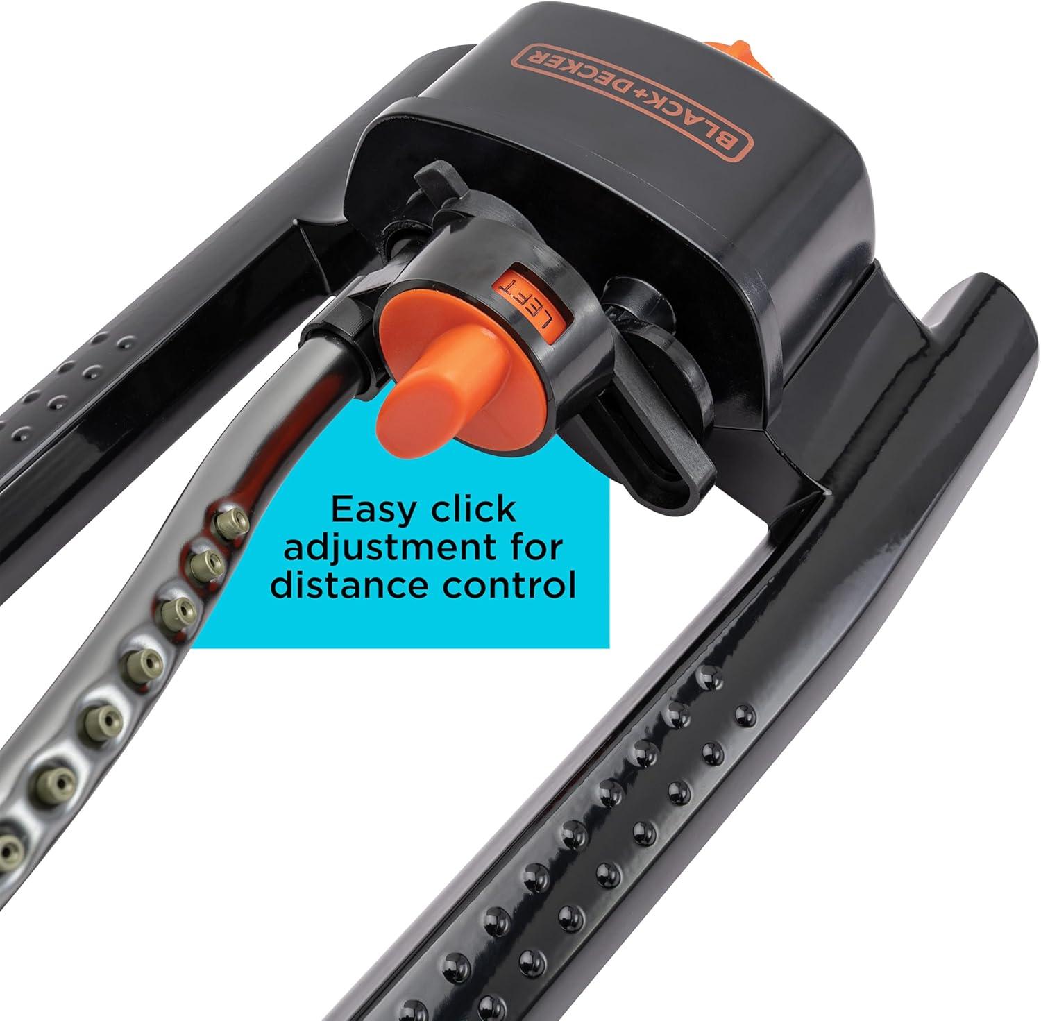 imageBlack  Decker 3600 Sq Ft Metal Oscillating Sprinkler  Durable Adjustable EvenCoverage Watering BD3435