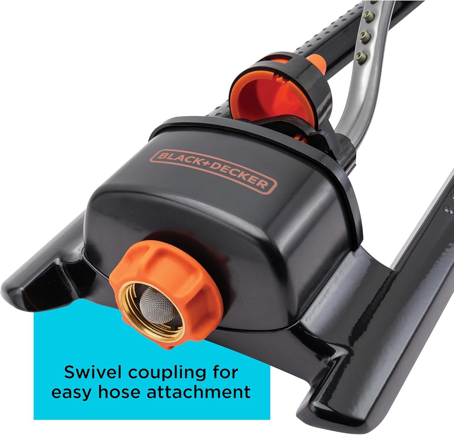 imageBlack  Decker 3600 Sq Ft Metal Oscillating Sprinkler  Durable Adjustable EvenCoverage Watering BD3435