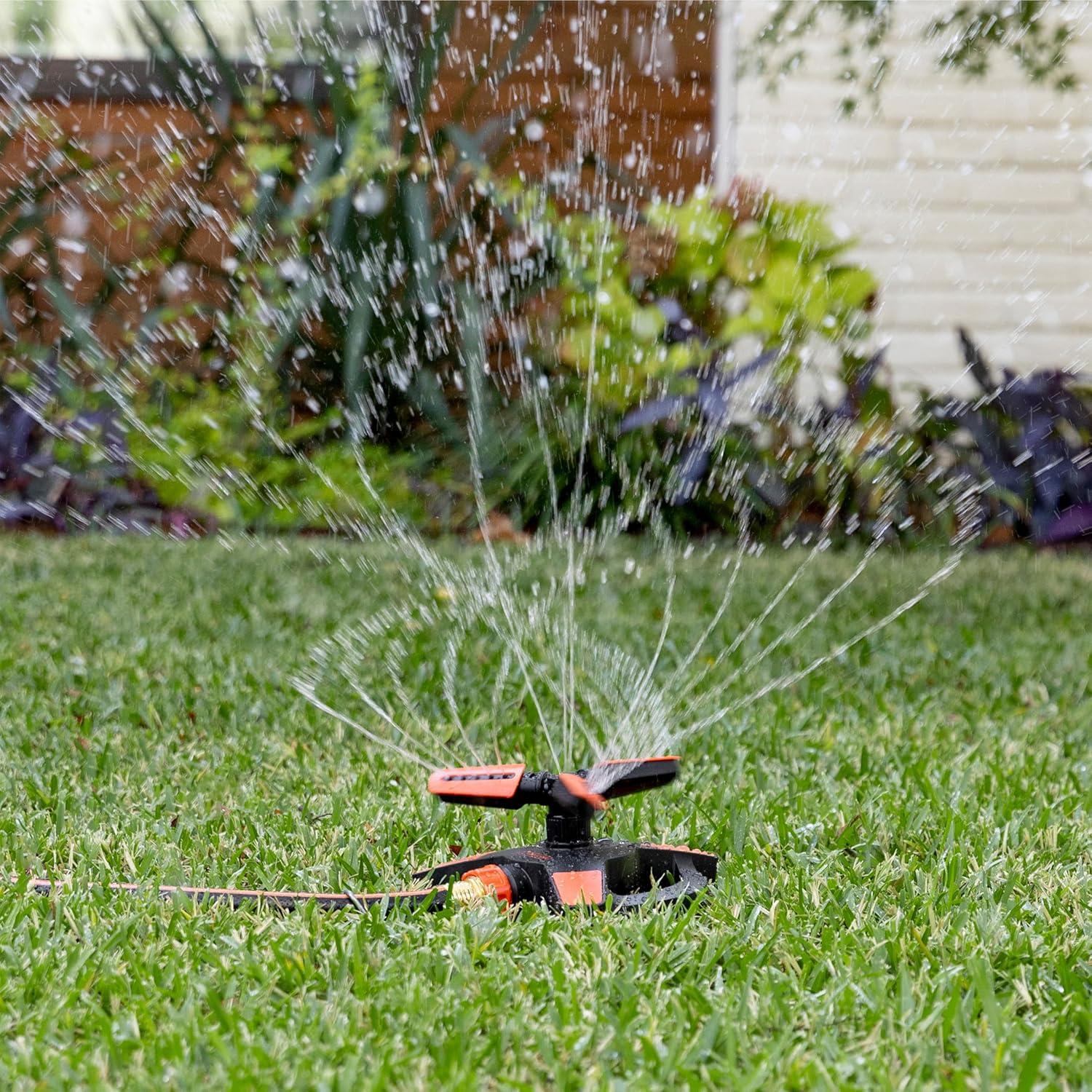 imageBlack  Decker 3Arm Adjustable Sprinkler  360 Coverage Customizable Spray 1216 Square Foot Coverage BD8428