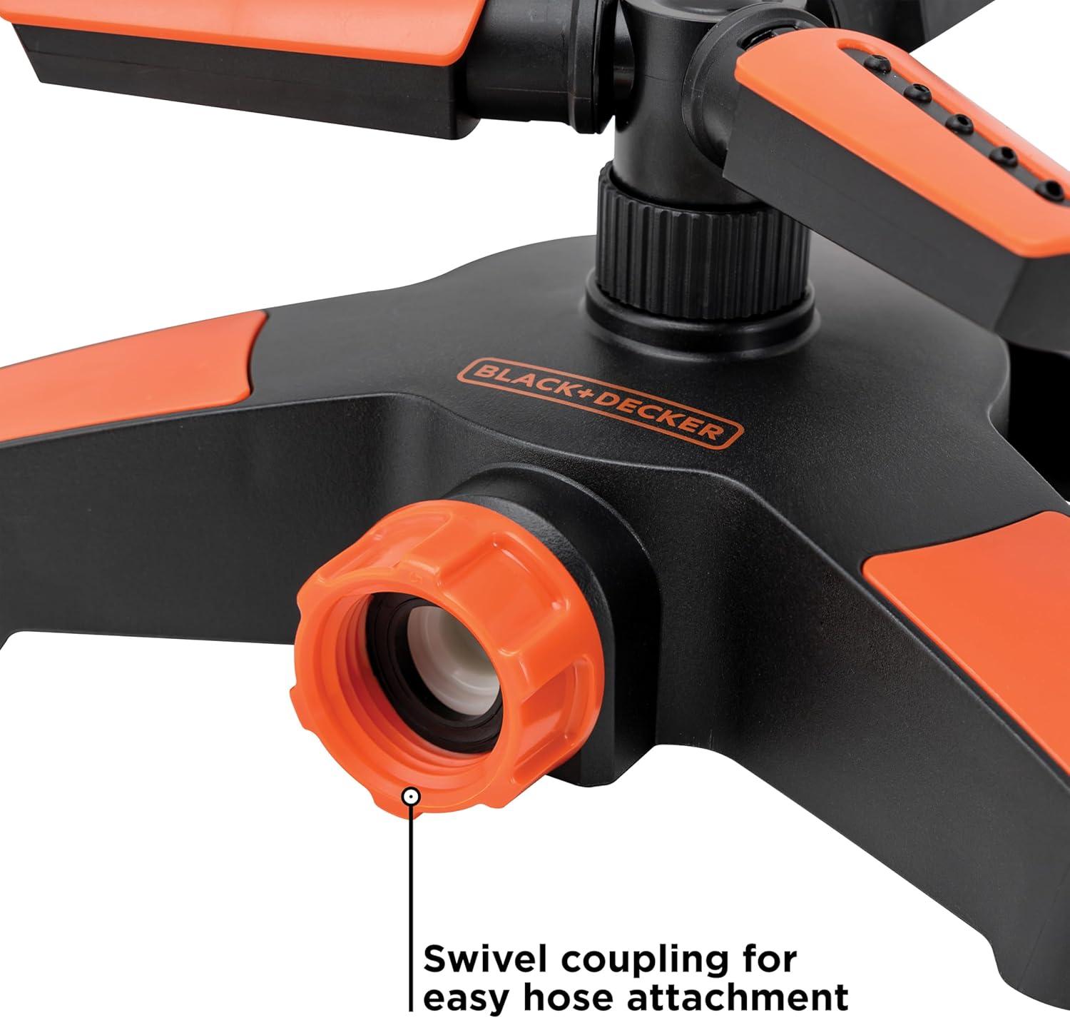 imageBlack  Decker 3Arm Adjustable Sprinkler  360 Coverage Customizable Spray 1216 Square Foot Coverage BD8428