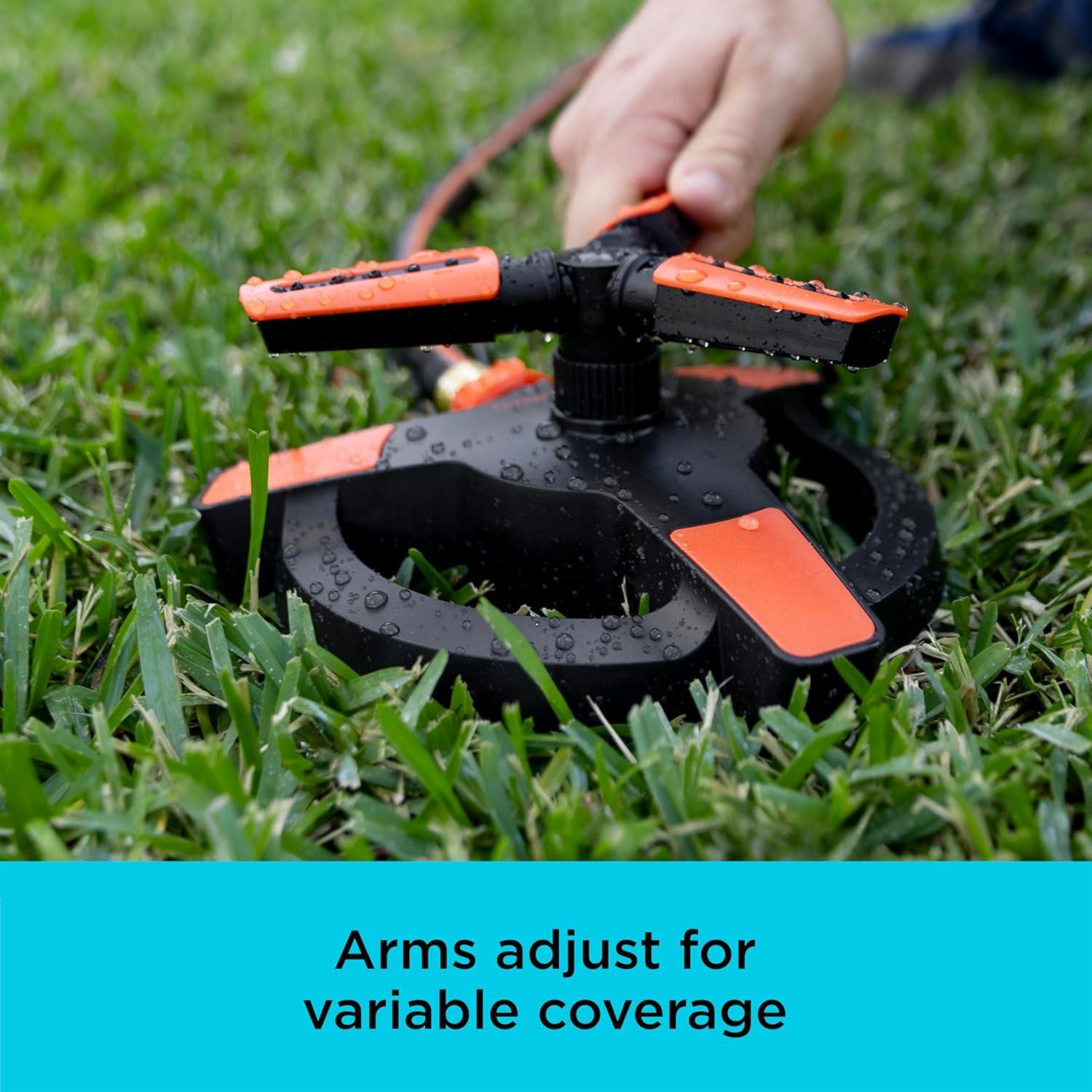 imageBlack  Decker 3Arm Adjustable Sprinkler  360 Coverage Customizable Spray 1216 Square Foot Coverage BD8428